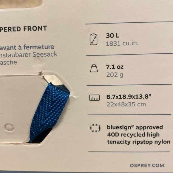 NEW Osprey Ultralight Collapsible Bag Turquoise 30L - Picture 6 of 6